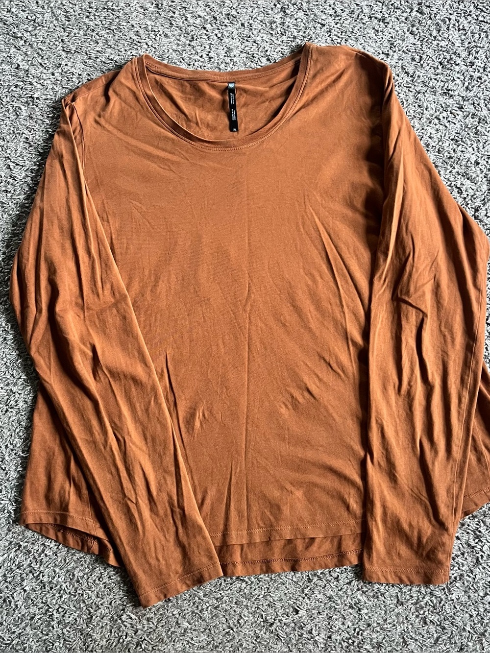 Kuhl Women's Long Sleeve Crew Neck Top Cognac Brown Organic Cotton XL